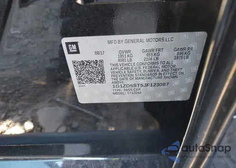 2018 Chevrolet Malibu Lt из США, поврежденный, VIN 1G1ZD5ST5JF123087